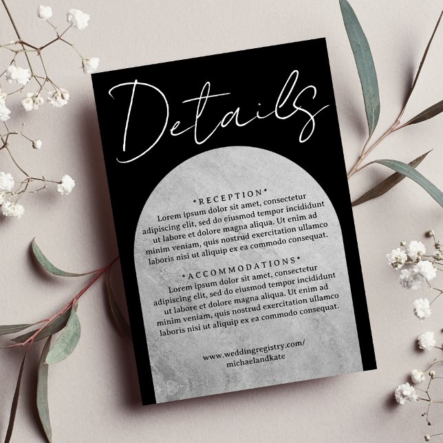Black & Grey Dark Gothic Headstone Arch Wedding Enclosure Card (Black & Grey Dark Gothic Headstone Arch Wedding Enclosure Card)