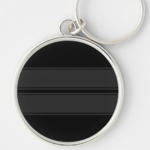 Black Grey Dual Racing Stripes Keychain