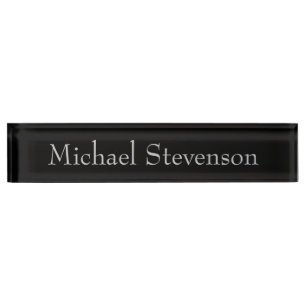 Black Grey Elegant Modern Business Nameplate