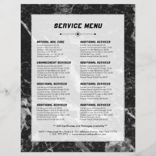 Black & Grey Faux Marble Service Price List Flyer