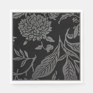 Black & Grey Floral Paper Napkins
