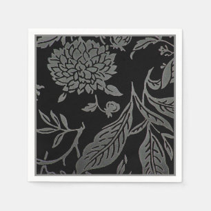 Black & Grey Floral Paper Napkins