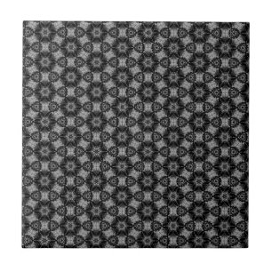 Black Grey Floral Pattern - Add Your Colour Ceramic Tile