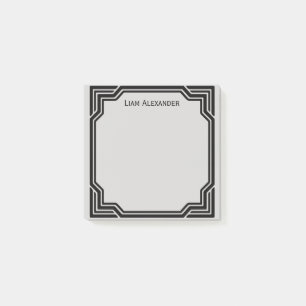 Black & Grey Framed Classic Border   Personalised Post-it Notes