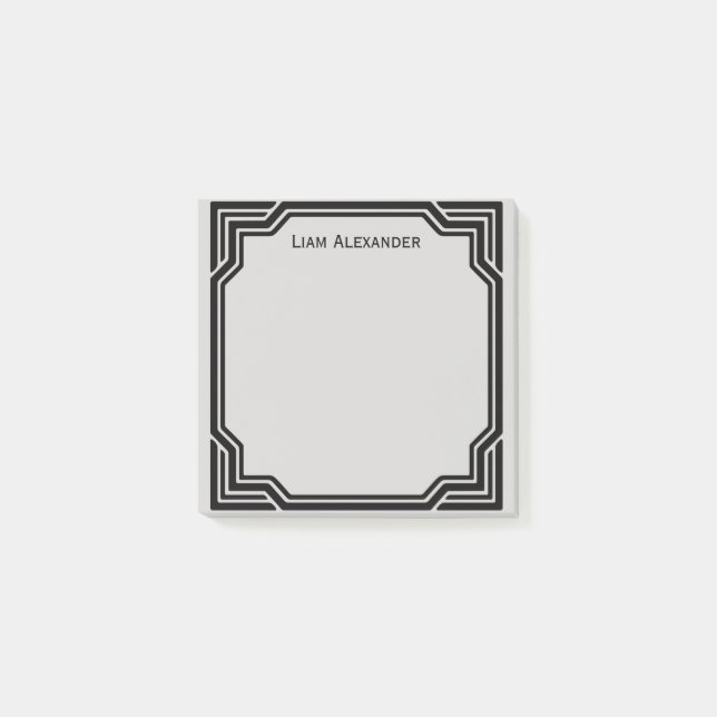 Black & Grey Framed Classic Border | Personalised Post-it Notes (Front)