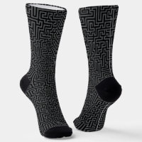 Black & Grey Geometric Maze Pattern