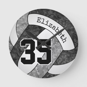 black grey girls' volleyball team colours custom round clock
