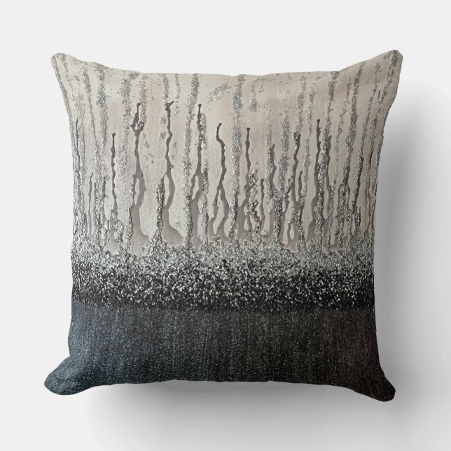 Black & Grey Glam Collection Throw Pillow (Front)