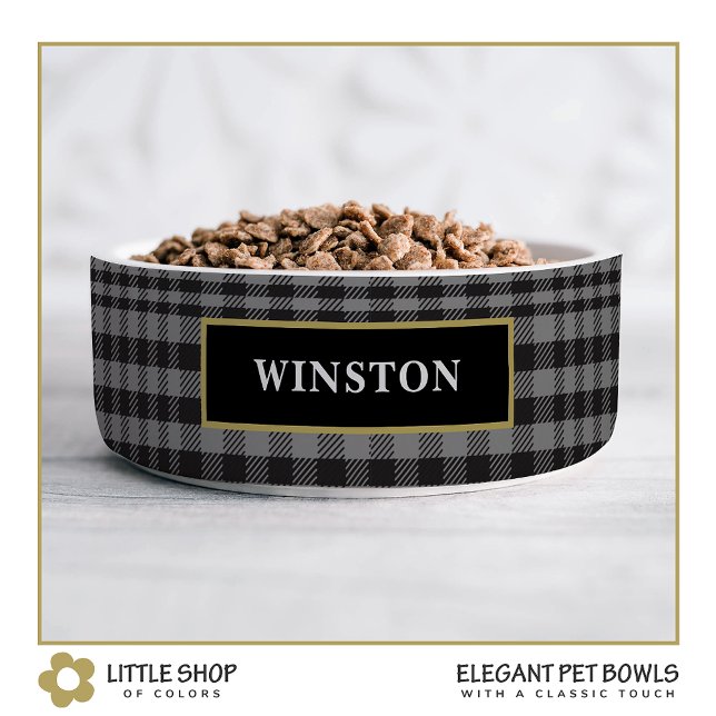 Black Grey Glen Plaid Customised Bowl (Creator Uploaded)