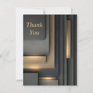 Black, Grey & Gold Geometric Thank You Card