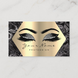Black Grey Gold Glitter Makeup Artist Lashes Business Card