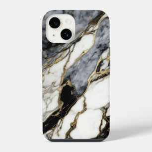 Black Grey Gold Marble Swirl Abstract Trendy iPhone 14 Case