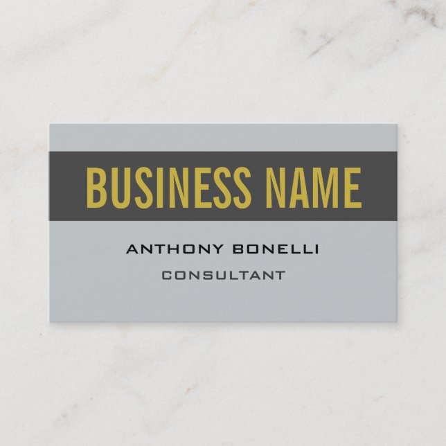 Black Grey Gold Stripe Double Sided Business Card (Front)