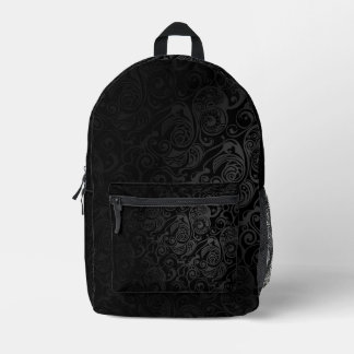 Black & Grey Gothic Vintage Pattern Printed Backpack