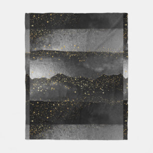 Black grey gradient cosmic star space fleece blanket