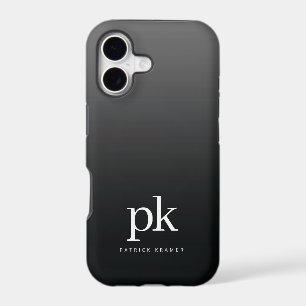 Black Grey Gradient Simple Monogram Initials