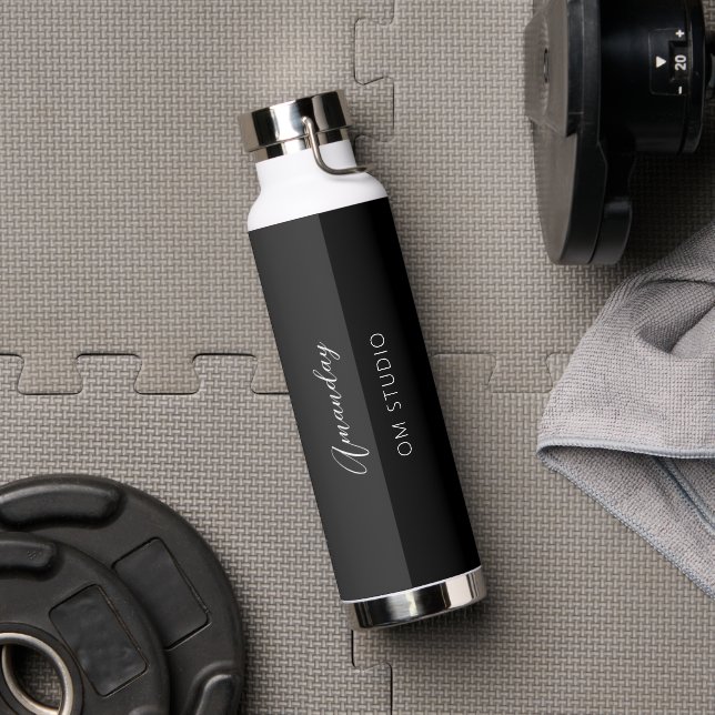 Black Grey Graphite Logo Name Makeup Artist  Water Bottle (Gym)