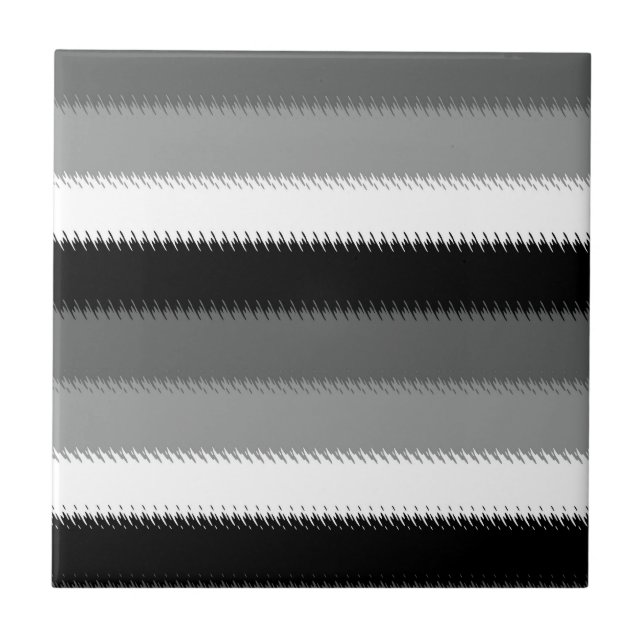 Black Grey Grey Ash white Stripe Ceramic Tile (Front)