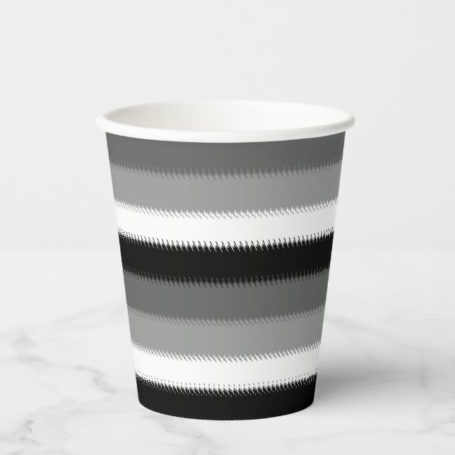 Black Grey Grey Ash white Stripe Paper Cups (Front)