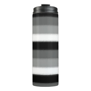 Black Grey Grey Ash white Stripe Thermal Tumbler
