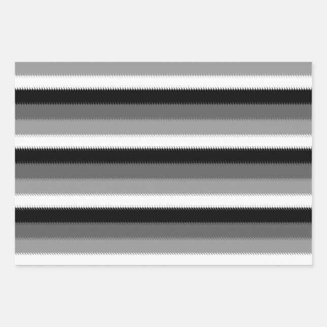 Black Grey Grey Ash white Stripe Wrapping Paper Sheet (Front)