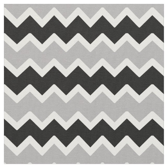 Black Grey Grey Chevron Zigzag Pattern Fabric (Close Up)