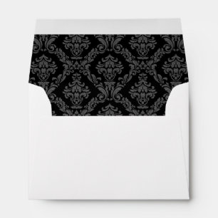 Black Grey Grey Damask Wedding Envelopes