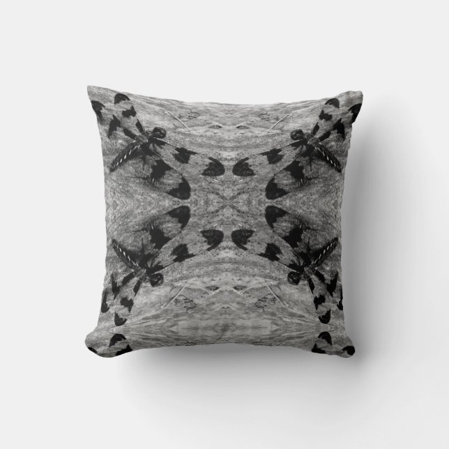 Black, grey, grey  dragonfly pattern solid back cushion (Front)