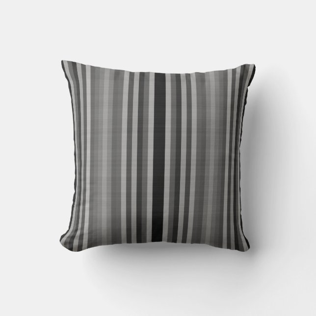 Black Grey Grey Stripes Cushion (Front)
