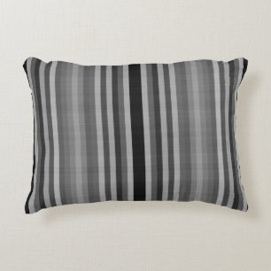 Black Grey Grey Stripes Decorative Cushion