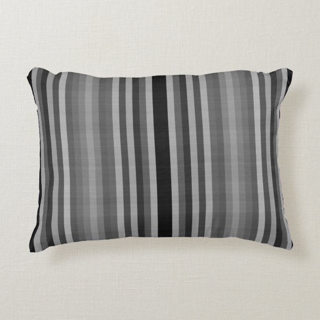 Black Grey Grey Stripes Decorative Cushion (Front)