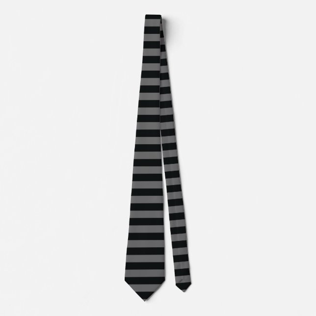 Black & Grey Horizontal Stripes Tie (Front)