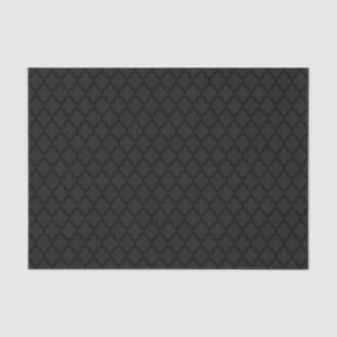 Black & Grey Ikat Quatrefoil Geometric Pattern Tissue Paper