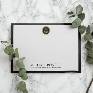 Black Grey Leather Gold Square Logo Name  Card