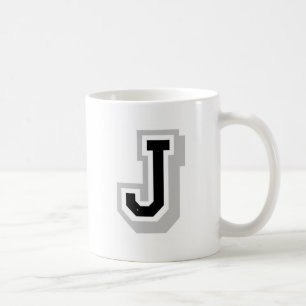 black grey letter J Coffee Mug