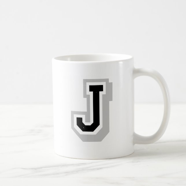 black grey letter J Coffee Mug (Right)