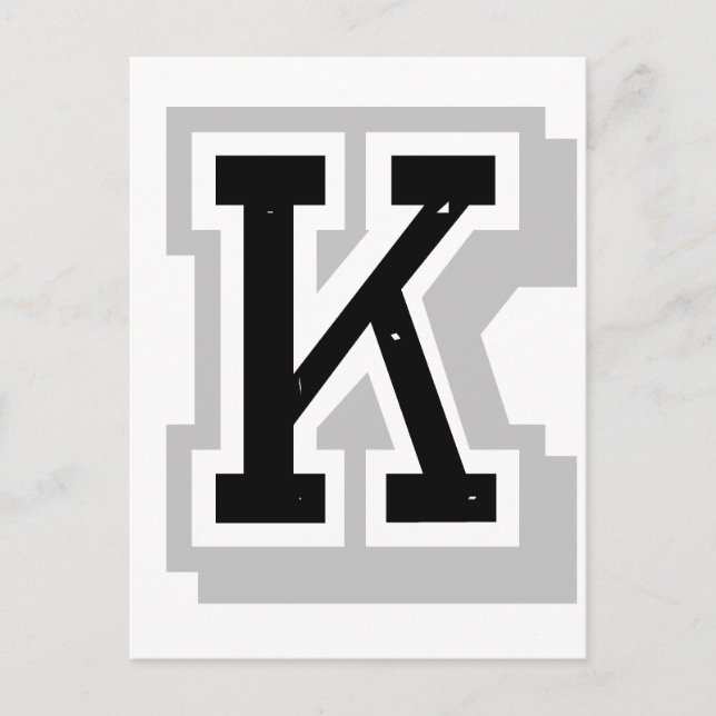 black grey letter K Postcard (Front)
