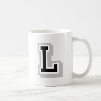 black grey letter L Coffee Mug