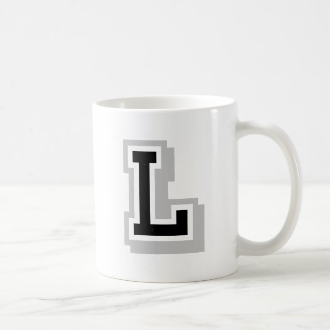 black grey letter L Coffee Mug (Right)