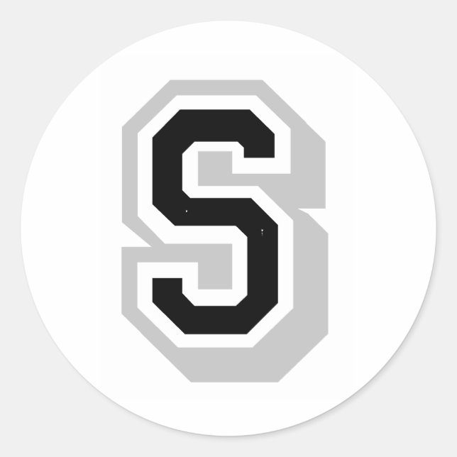 black grey letter S Classic Round Sticker (Front)