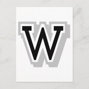 black grey letter W Postcard