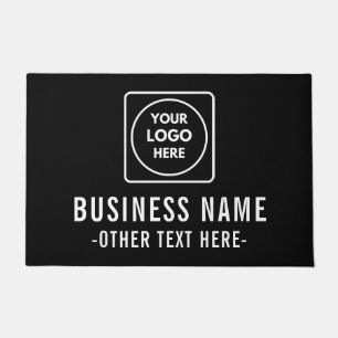 Black Grey Logo Business Company doormat