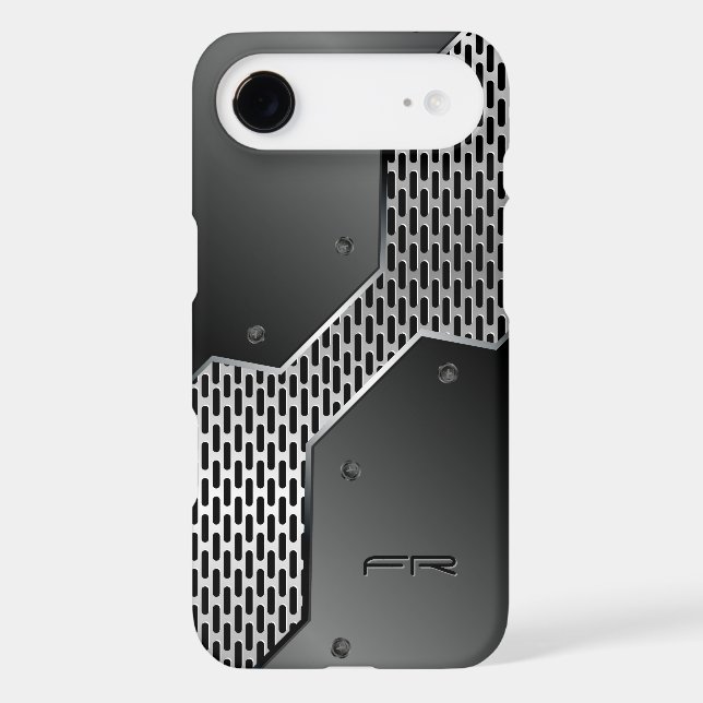 Black & Grey Metallic Print Case-Mate iPhone Case (Back)
