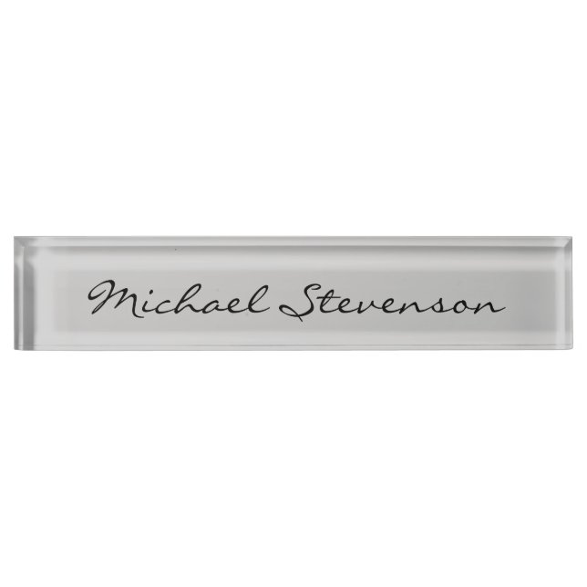 Black Grey Modern Business Desk Name Plate (Front)