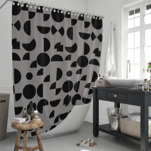 Black Grey Modern Elegant Geometric Tribal Shower Curtain