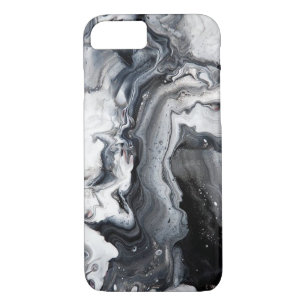 Black Grey Modern Marble Pattern Barely There iPhone 8/7 Case