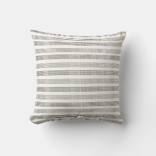 Black Grey Modern Minimalist Stripe Boho  Cushion