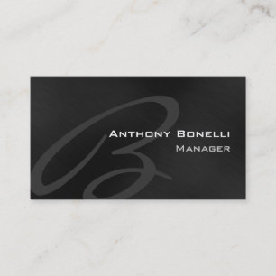 Black Grey Modern Monogram Manager Business Card