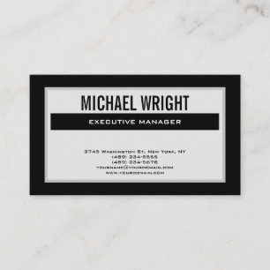 Black Grey Modern Plain Simple Minimalist Business Card