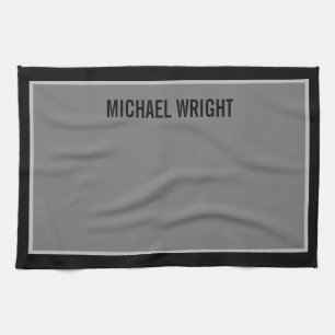 Black Grey Modern Plain Simple Minimalist Tea Towel